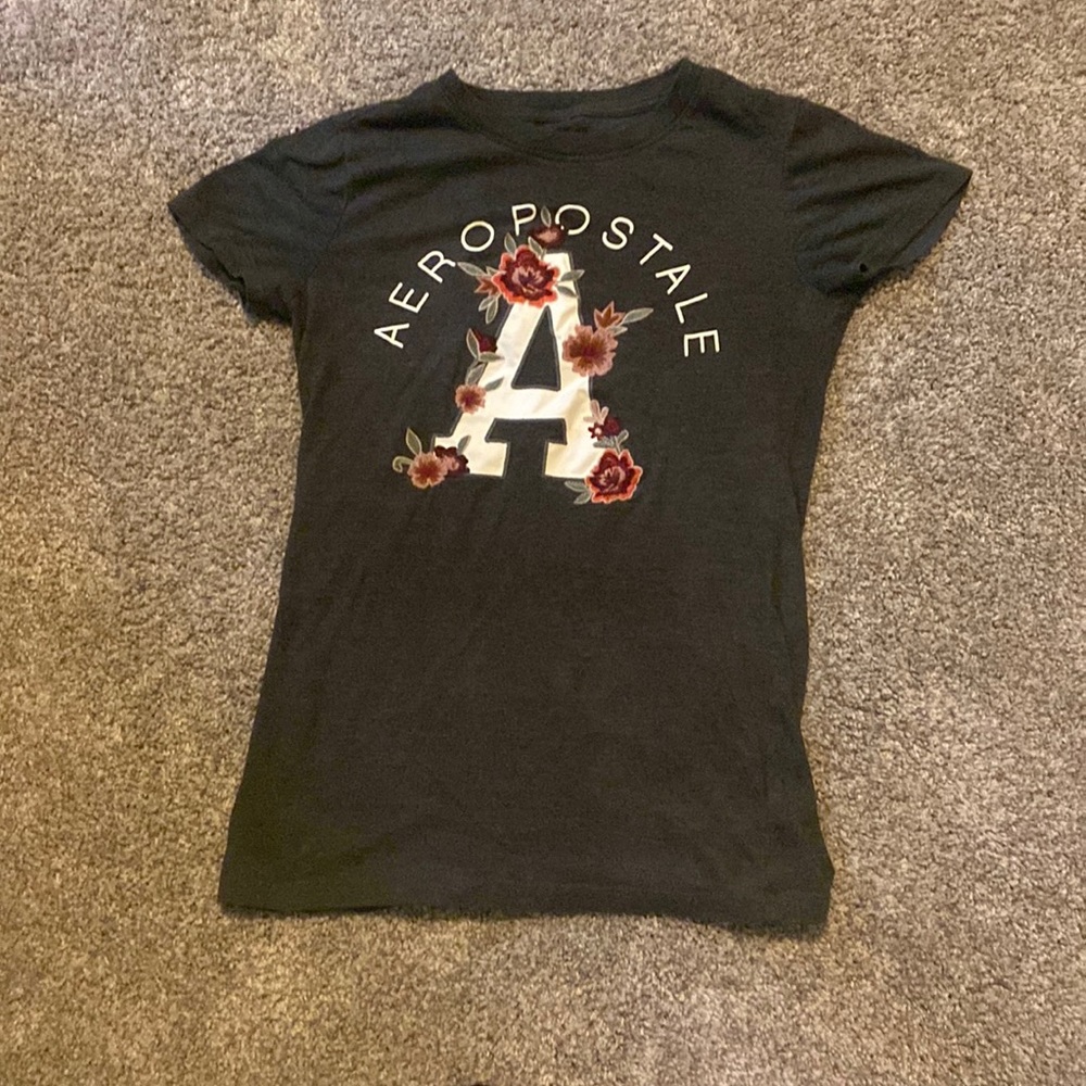 Aeropostale, A. Dark grey, white, red or pink hues, green hues as well. S.